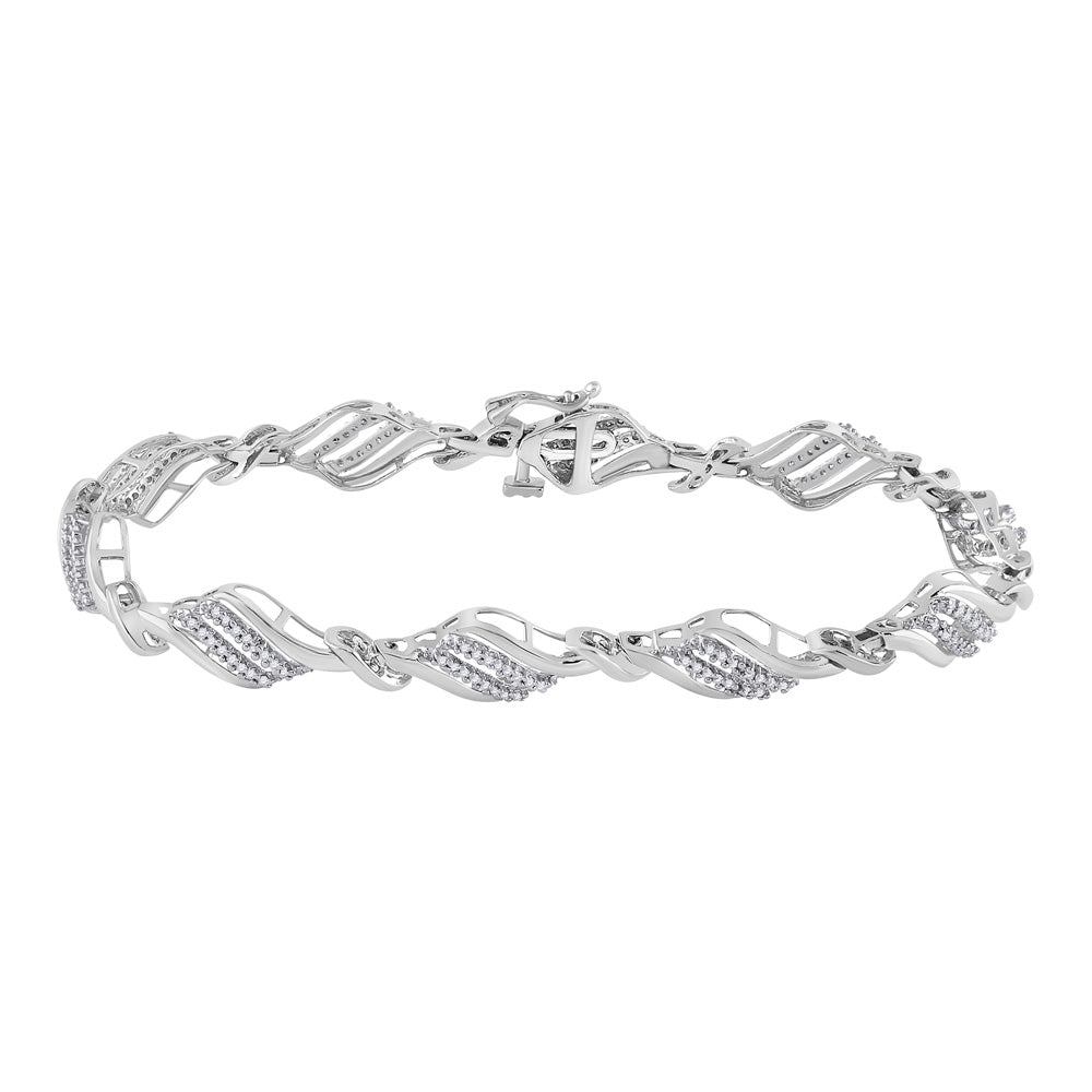 10kt White Gold Womens Round Diamond Fashion Bracelet 1/2 Cttw