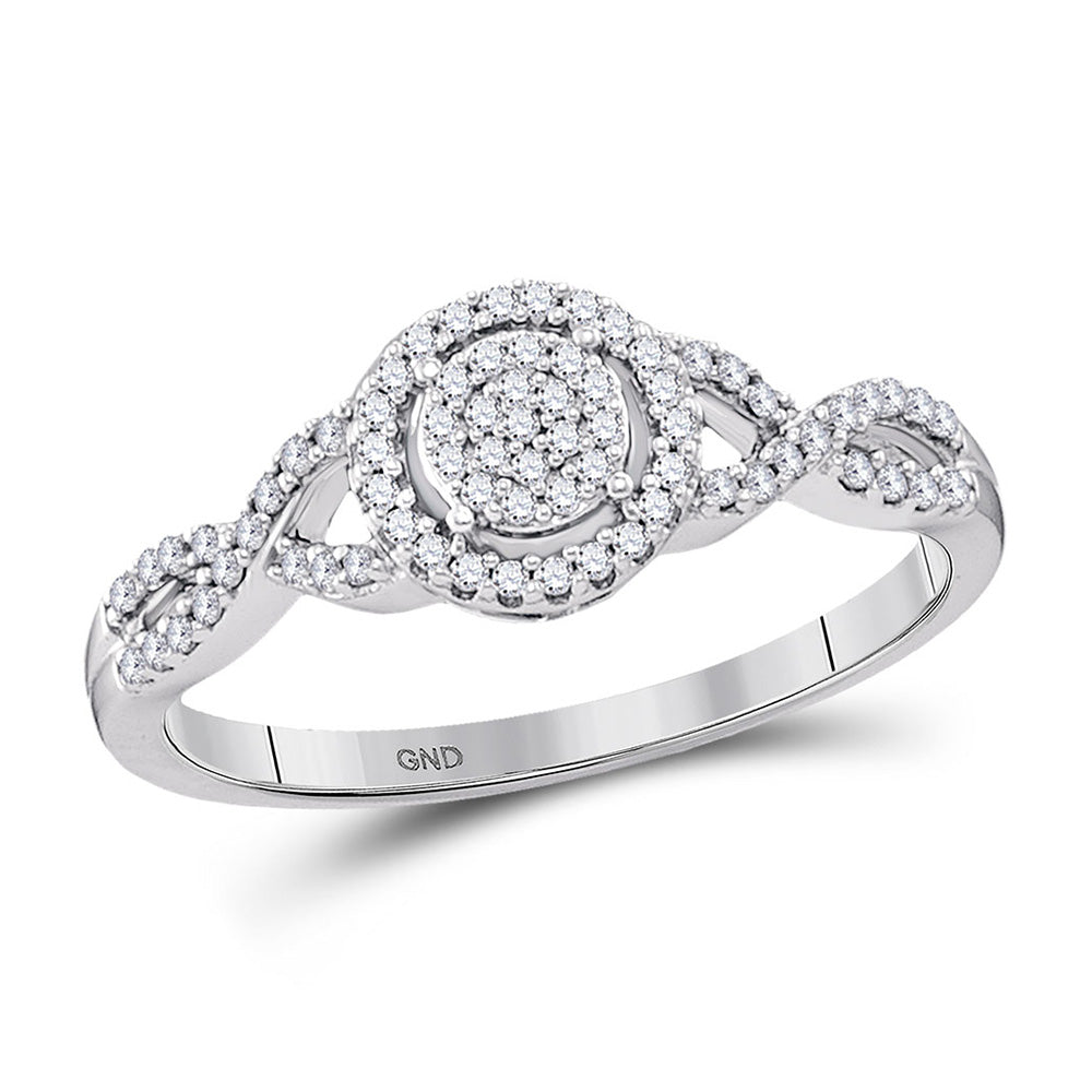 10kt White Gold Round Diamond Cluster Bridal Wedding Engagement Ring 1/5 Cttw