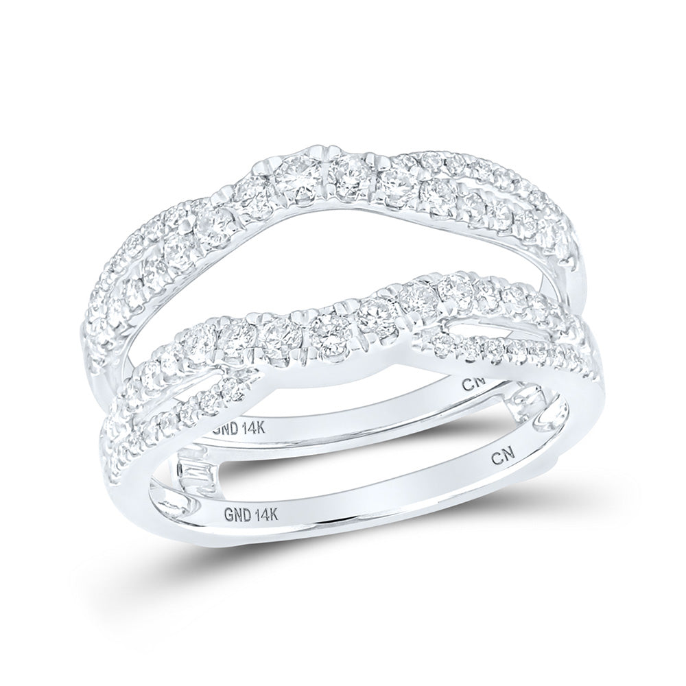 14kt White Gold Womens Round Diamond Wrap Ring Guard Enhancer 5/8 Cttw