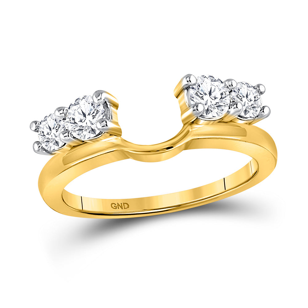 14kt Yellow Gold Womens Round Diamond Solitaire Enhancer Wedding Band 3/4 Cttw