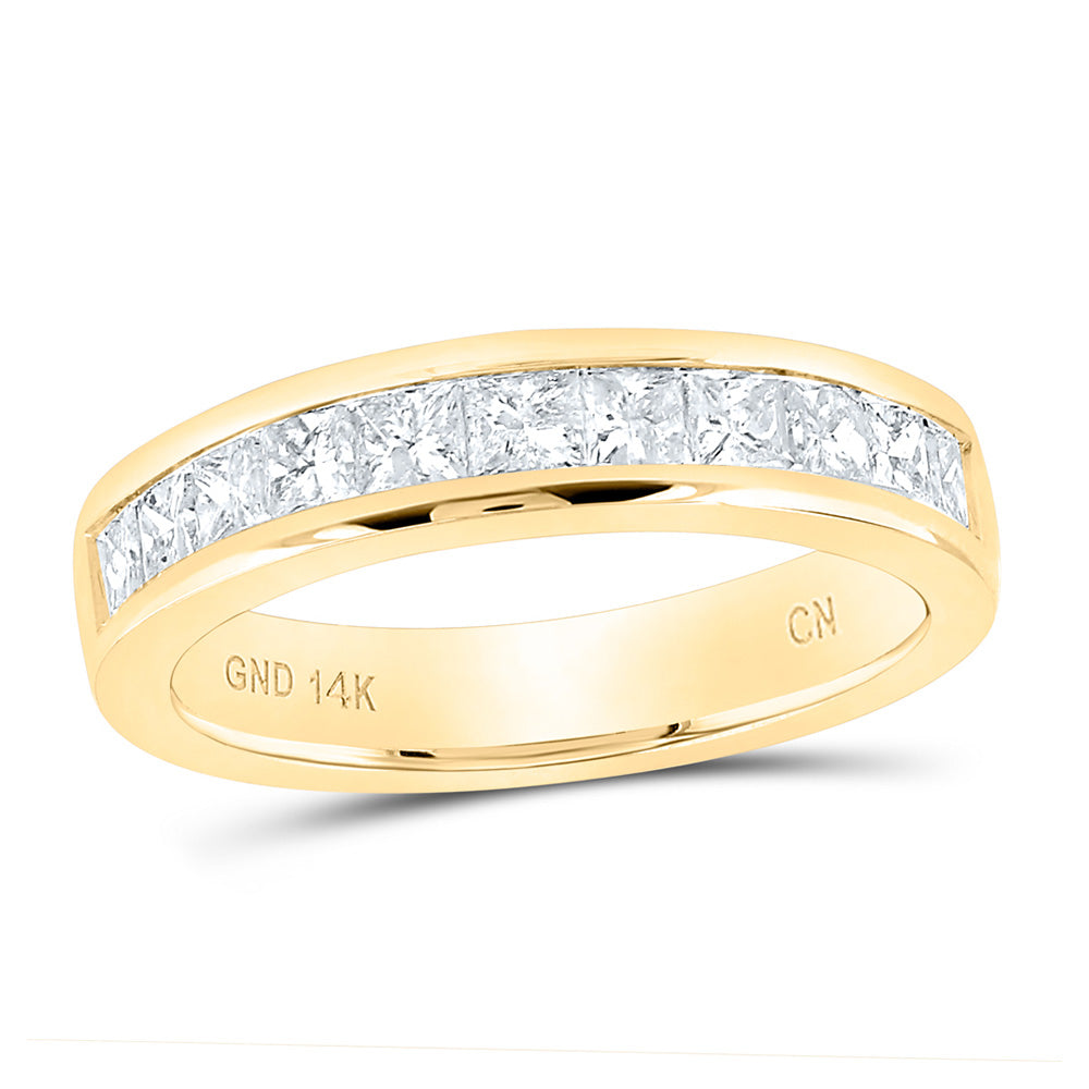 14kt Yellow Gold Womens Princess Channel-set Diamond Single Row Wedding Band 1 Cttw