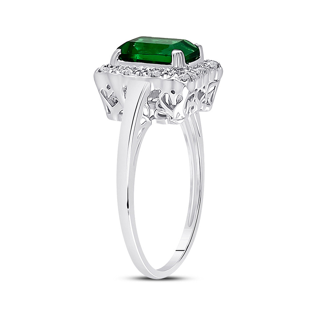 10kt White Gold Womens Emerald Synthetic Emerald Solitaire Ring 1-4/5 Cttw